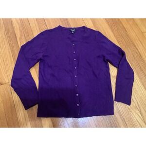 100% Cashmere Purple Button Down Cardigan Sweater Apt. 9 Women's XL